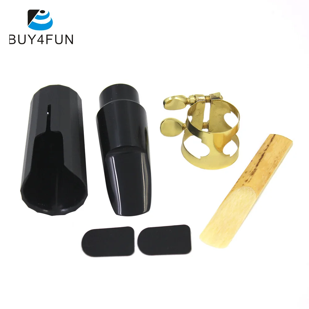Soprano Sax Saxophone Mouthpiece Plastic with Cap Metal Buckle Reed Mouthpiece Patches Pads