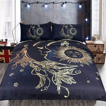 

3Pcs Sun and Moon 3D Bedding Sets Duvet Cover Pillow Case Twin Full Queen King Size Quilt Set Adult Double Bedding