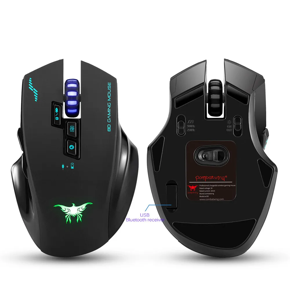 ONIKUMA Беспроводная игровая мышь Combatwing W100 2,4 GHz перезаряжаемая RGB светодиодный 2400 dpi оптическая мышь с usb-приемником