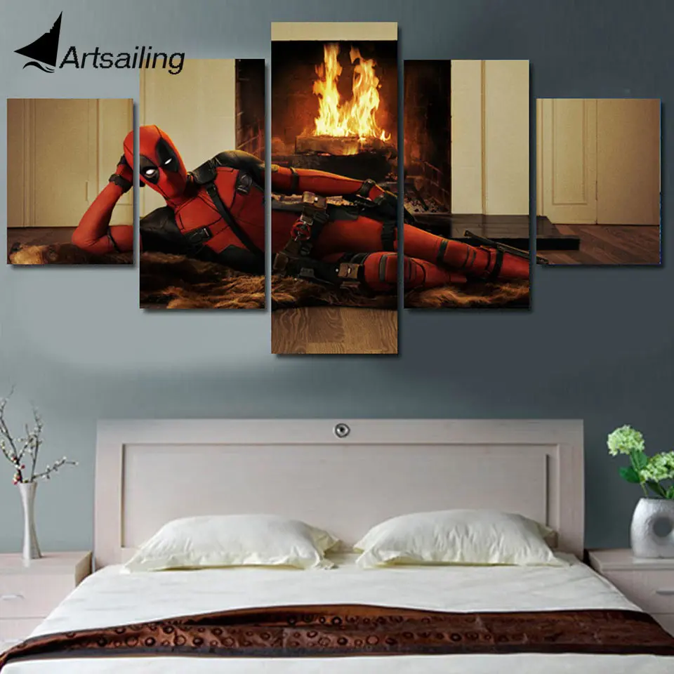 ArtSailing HD Printed 5 pieces canvas deadpool Character modeling