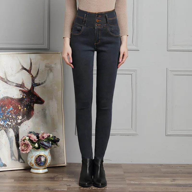 Women's spring high waist stretch pants pants, white polished slim pencil trousers Europe and large size jeans Women's spring high waist stretch pants pants, white polished slim pencil trousers Europe and large size jeans