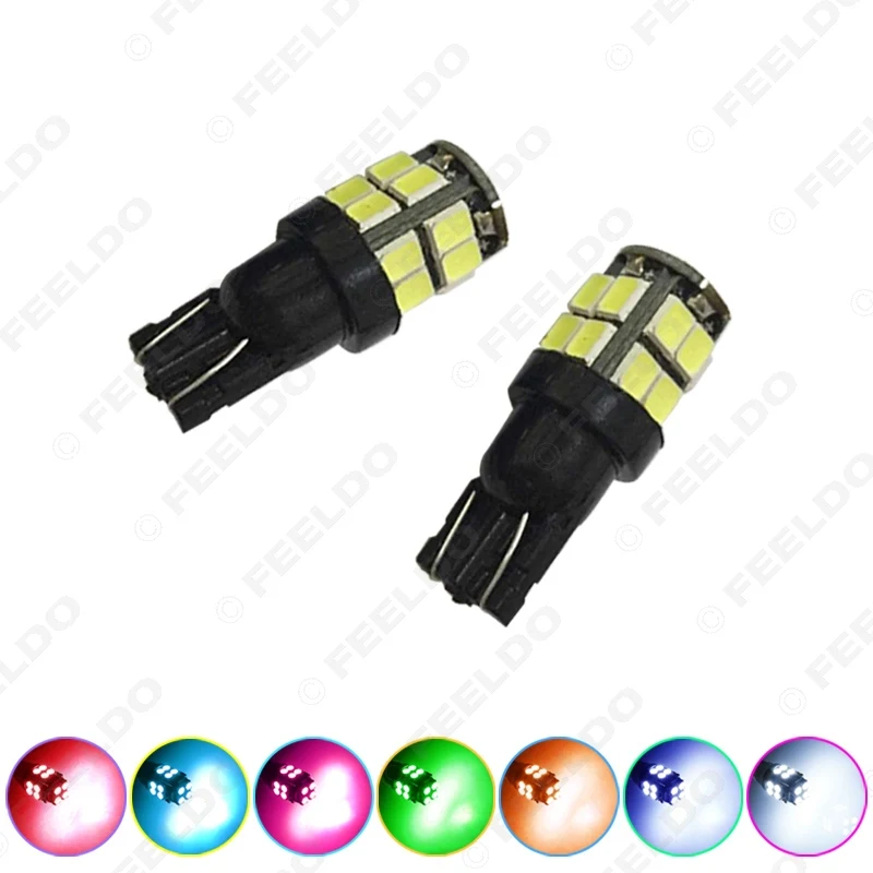 

FEELDO 2Pcs 194 168 T10 2835-Chip 20SMD Dual-Elec Board Wedge Car LED Light Bulbs 7-Color