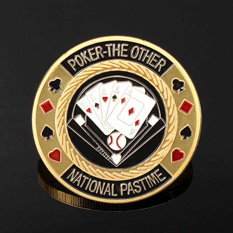 

Metal Poker Chip Guard Card Protector Coin National Pastime Gold Plated With Round Case Metal Craft Poker Chip Poker Game