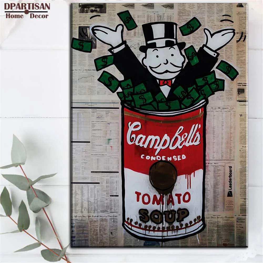 DPARTISAN ALEC MONOPOLY campbells tomato soup canvas print POP ART