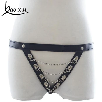 

Sexy Mens Faux Leather Multilayer Tassel Chains Underwear Underpants Brief G-String T-Back Thong Sexy Strings Homme Male Panties