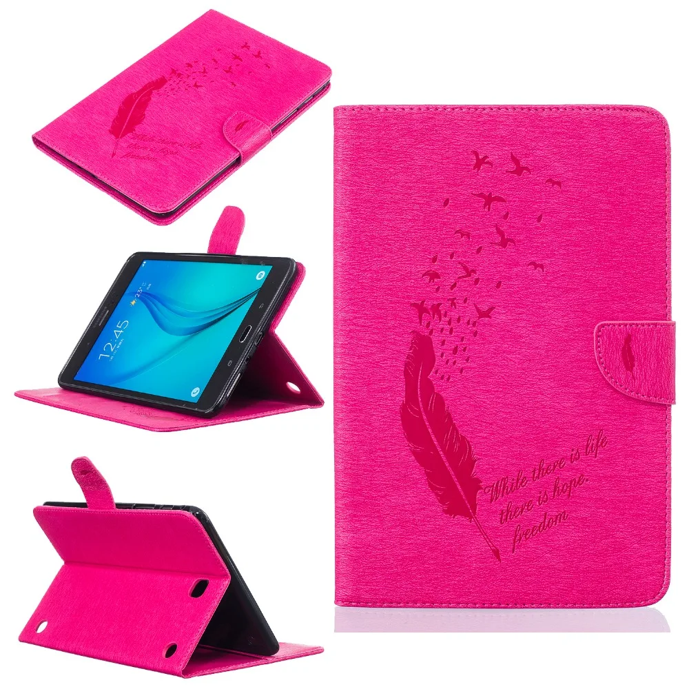 Gooyiyo для Samsung Galaxy Tab 8.0 T350 T355C выбивает перо принт чехол Tablet искусственная кожа