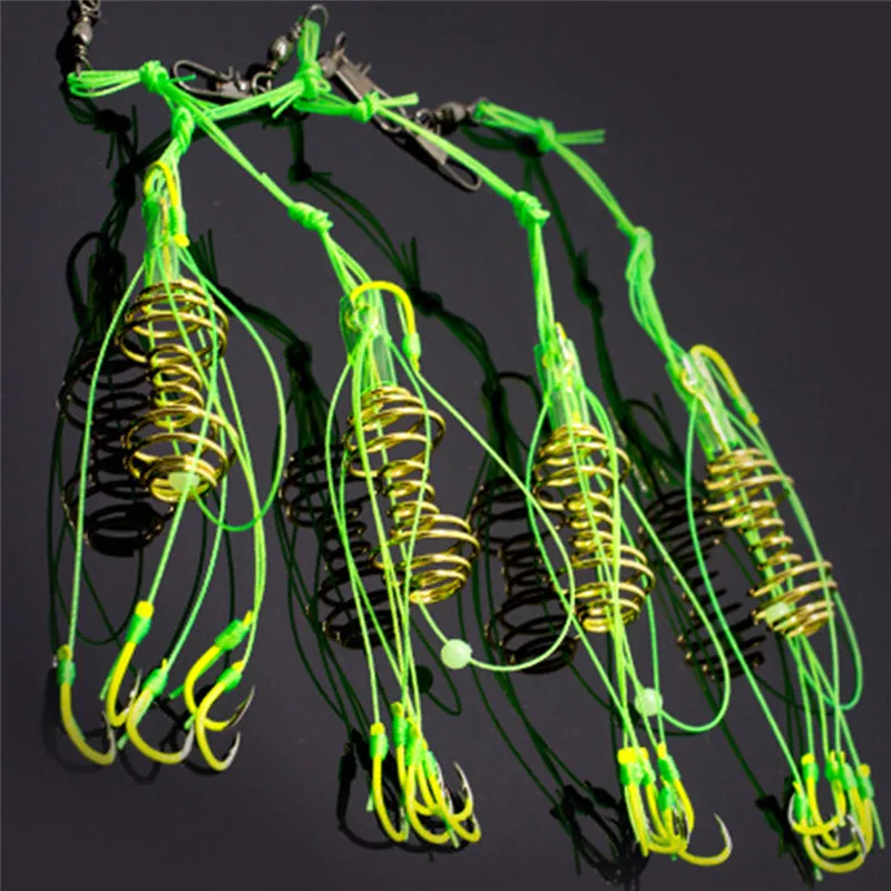 4 Pcs/Set Fishing Hook Fluorescent Anti-Hang Blasting Blast Explosion Hook Inline Hanging Tackle Stainless Steel New