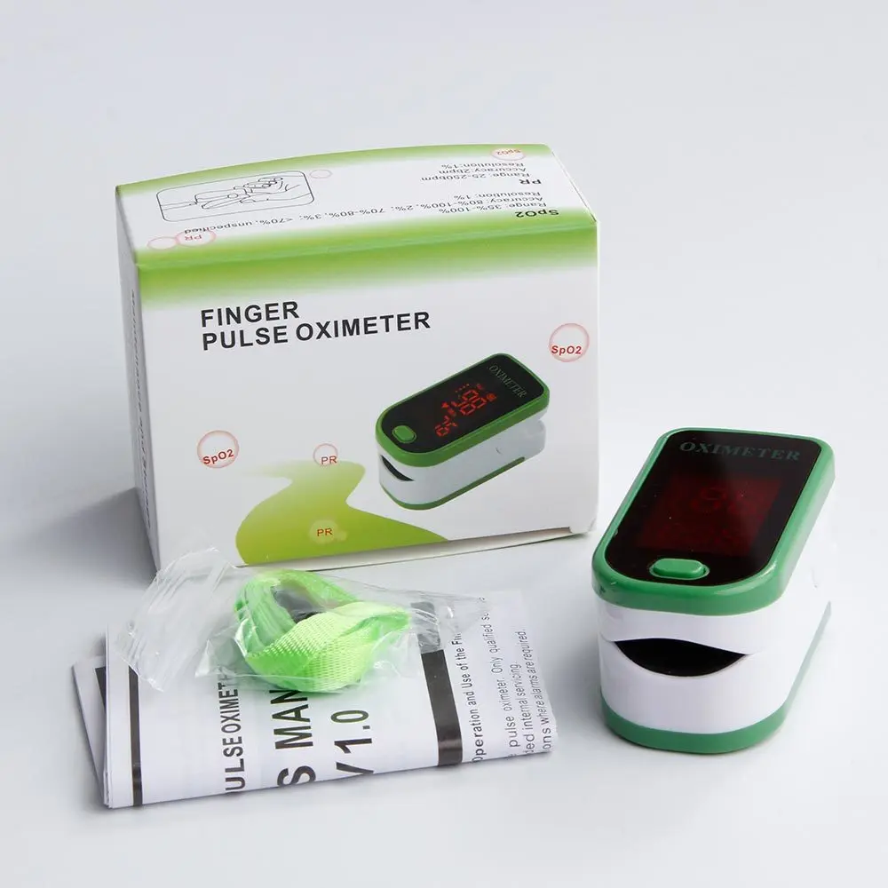 Портативный оксиметр, медицинское оборудование, Оксиметры на пальцы, lcd монитор сердечного ритма, прибор для измерения давления, Saturometro - Цвет: box green