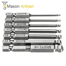 7 шт./компл. 65 мм H2-H8 шаровое окончание шестигранными битами 50 мм Бит Torx T10-T40 для отвёртки 1/" Шестигранным хвостовиком сверло комплект Магнитная отвертка Набор бит