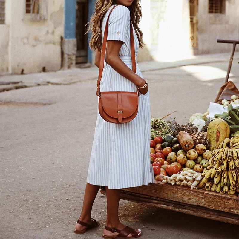 Women Summer Striped Dress Woman Sexy V-neck Short Sleeve Belt Dress Ladies Mid-calf Button Dress Holiday Boho Dresses Sundress