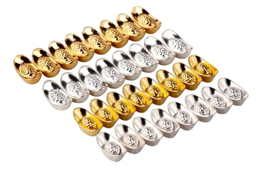 

10 pcs Alloy Yuanbao Decoration Lucky Home Feng Shui Blessing Decoration Ornament Golden/Silver