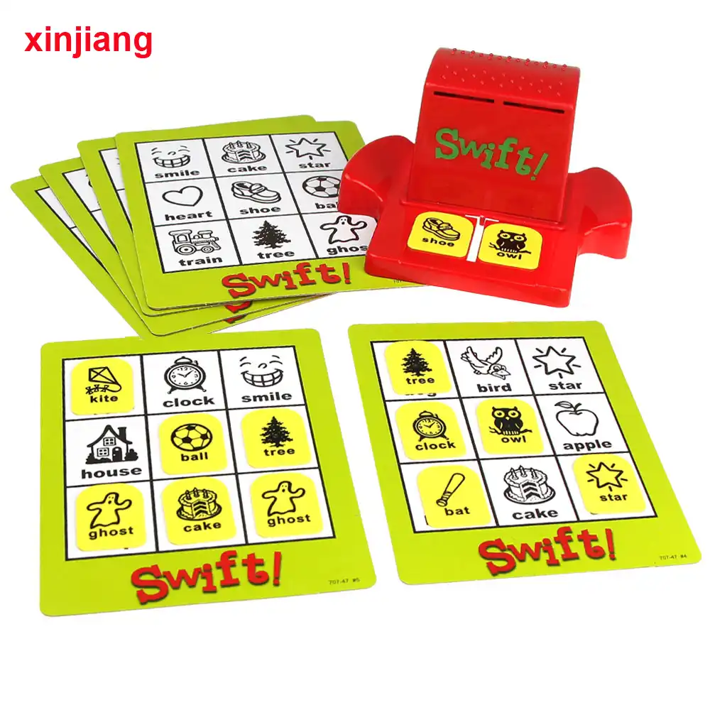 学ぶ英単語パズルスウィフトビンゴカードゲーム画像の一致英単語ゲームベビーギフト教育玩具子供のための Puzzles Aliexpress