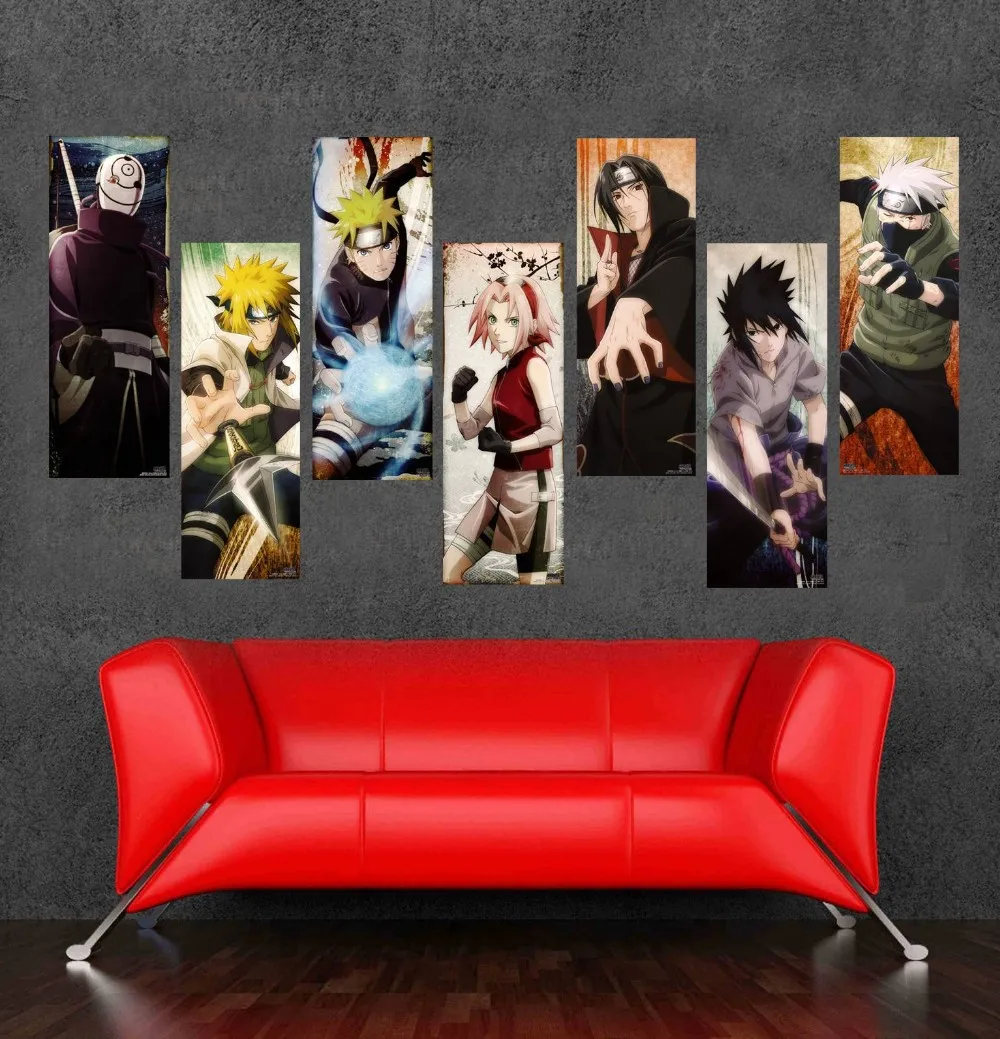 

7 Pieces Set High Quality Japanese Cartoon Cuadros Unframed Canvas Oil Painting Cartoon Wall Art Picture Home Decoration