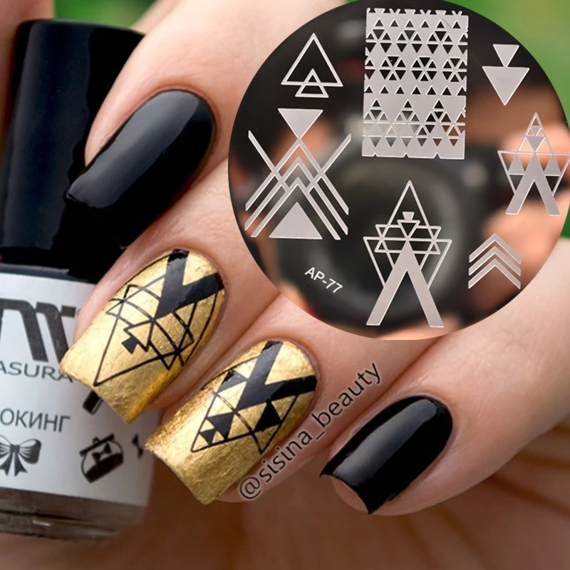 Pandox Negative Space font b Nail b font Art Stamping Stamp Template Image Plates Cool Triangle