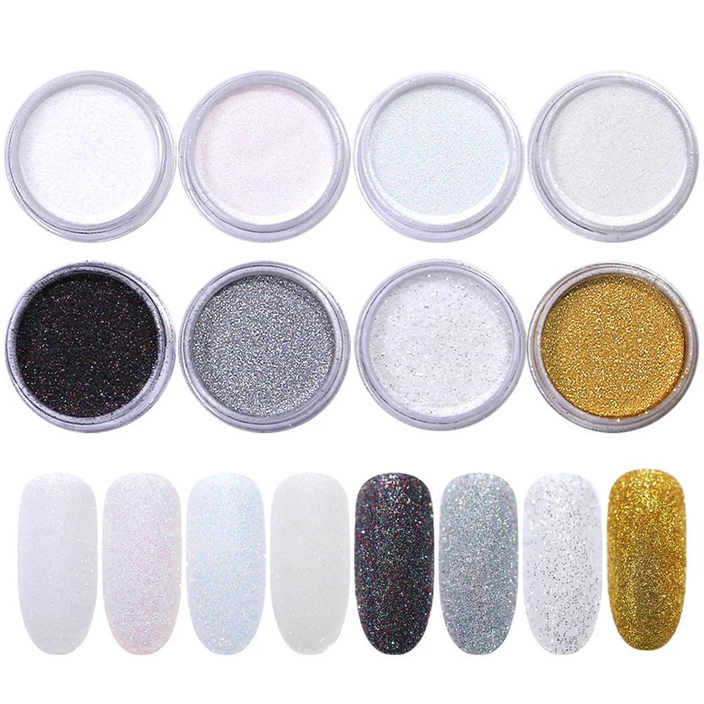 Holographic Nail Art Glitter Powder Gold Sliver Dust Sequins UV Gel Nail Chrome Pigment Decoration Laser Shiny Nail Glitter Set - Цвет: Set 1