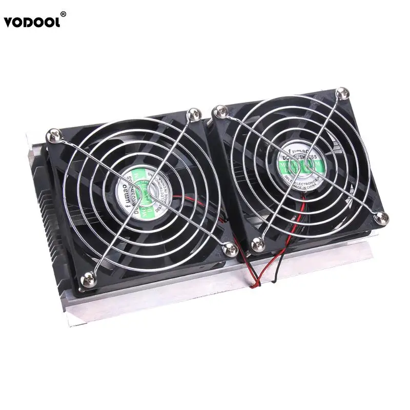 

12V Thermoelectric Peltier Refrigeration Cooling System Kit Cooler 2 x Double Fan DIY Computer Components Cooling Fan Radiator