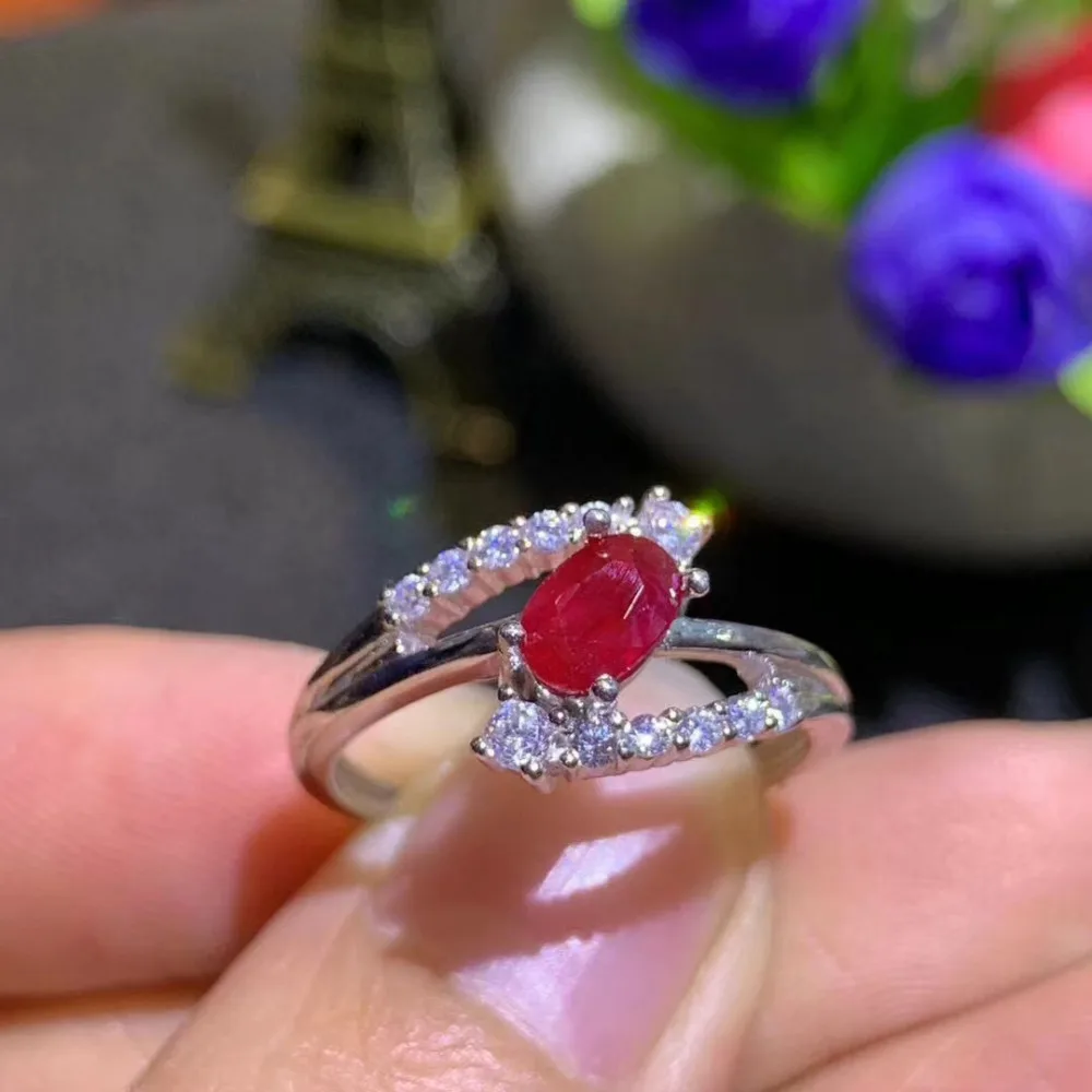 Natural red ruby gem Ring Natural gemstone ring S925 sterling silver