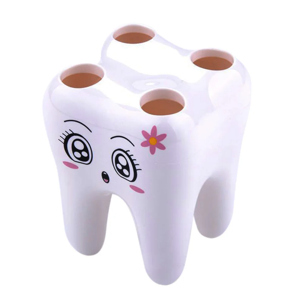 Teeth Styling Toothbrush Holder Cartoon 4 Hole Style Vertical Tray Brush Container Bathroom Accessories Set Household Items