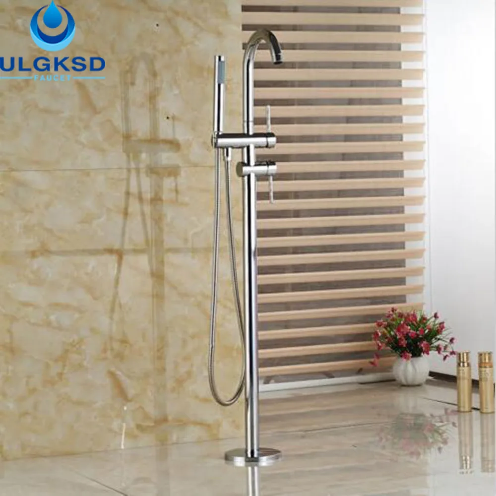 

Ulgksd Luxury Floor Stand Faucet Floor Mounted Bathtub Tub Faucet Tub Filler Bathroom Faucet Shower Faucet Hand Mixer Tap