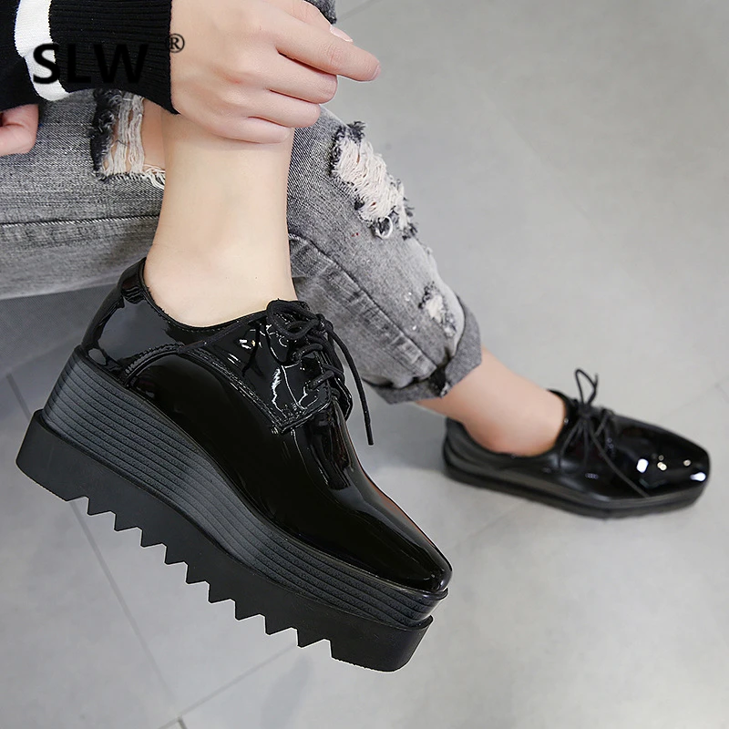 

Solid Clogs Platform Suede Loafers Women Female Shoe 2019 Fashion Women's Nurse Shoes Round Toe All-Match Creepers Ballet Dress