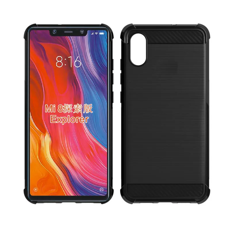 

Shock Absorption Cover Soft TPU Anti Scratch Carbon Fiber Design Back Case for XIAOMI Mi 8 Explorer Edition