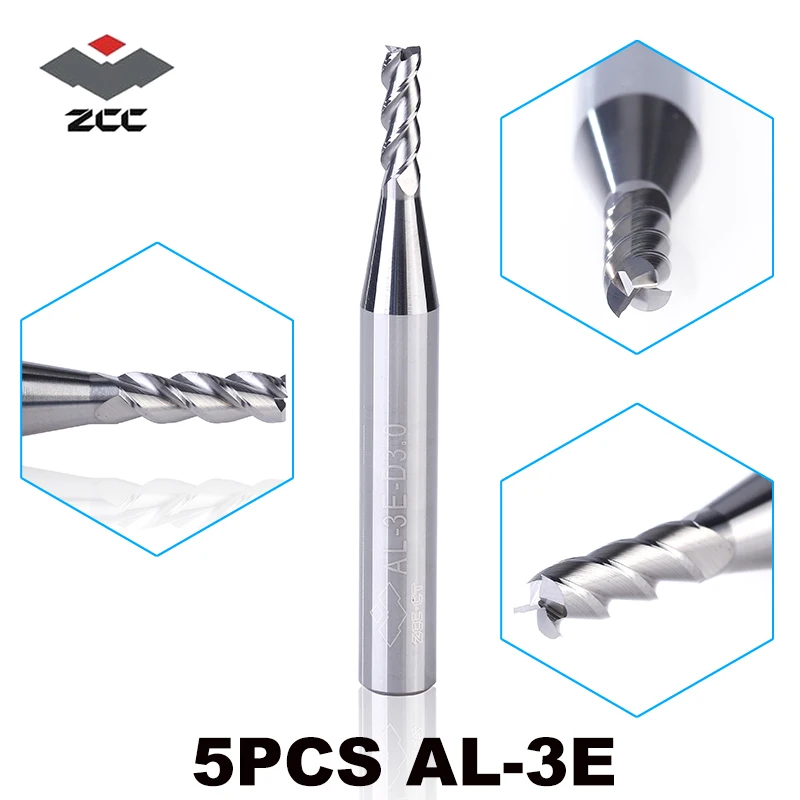 5PCS/LOT ZCC.CT AL 3E 1 6mm solid carbide 3 flute flattened end mill