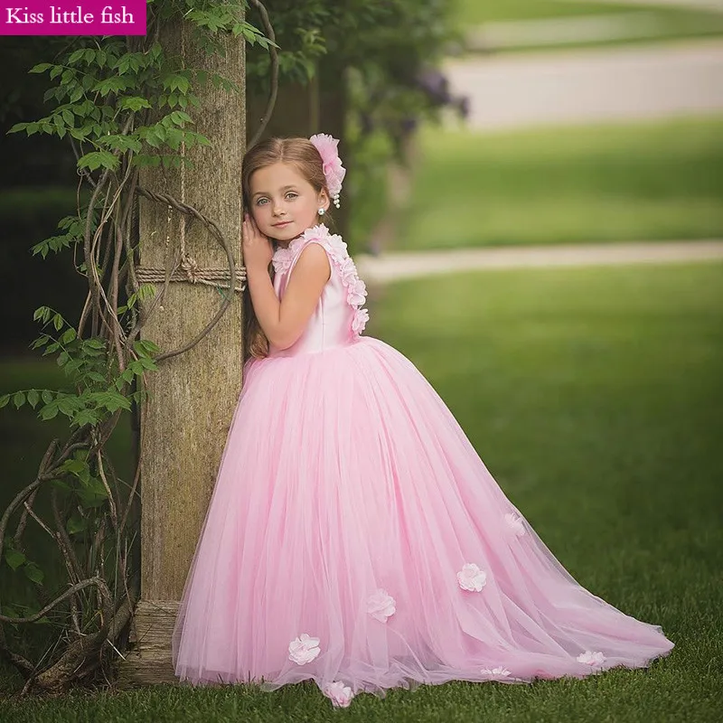 Free-shipping-Pink-princess-pageant-dresses-for-girls-Flower-girl-long ...