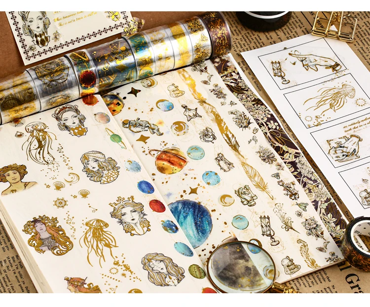 Decorativa de Estimação Lote Faça Você Mesmo Planeta Astronautas Morango Hot Stamping Fita Washi Adesiva Adesivos 10 Set - 17 Fita Adesiva Fita Adesiva Adesivos