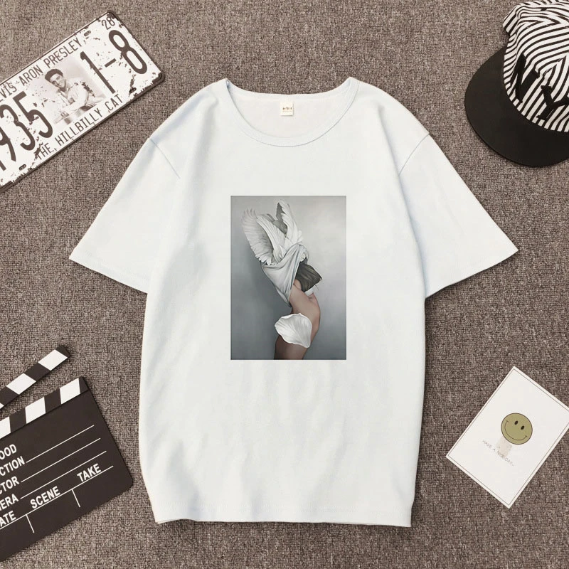 Large Size Women Hoodies Print Flowers Feather Harajuku Aesthetics Sweatshirt Women Pullovers Kpop Korean Casual Female Tops