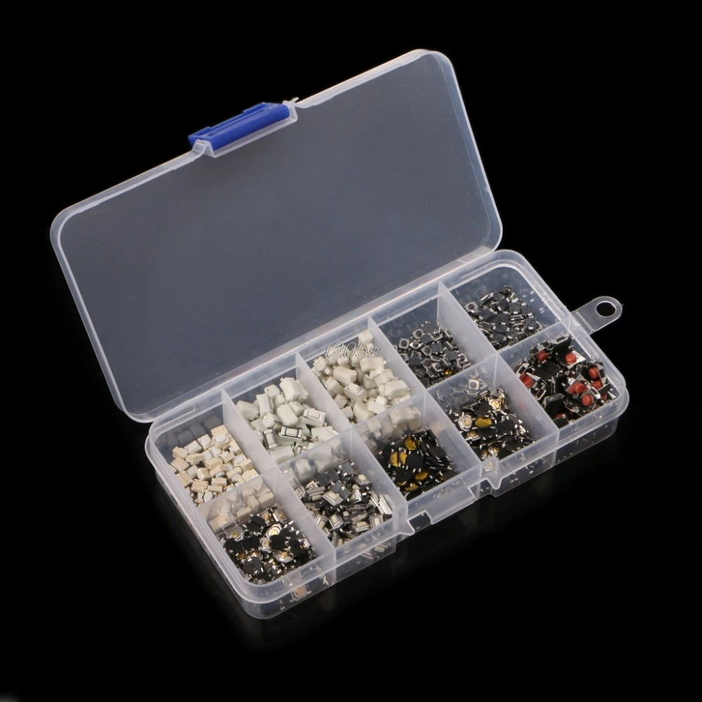 

500 Pcs 10 Value Momentary Tactile Push Button Switch Mini Micro PCB Push Button Switch T12 Drop ship