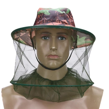 

Camouflage Fishing Hat Bee keeping Insects Mosquito Net Prevention Cap Mesh Fishing Cap Outdoor Sunshade Lone Neck Head Cover