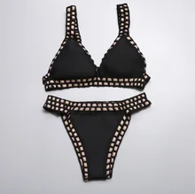 

High Quality Colorful hand-crocheted bikini swimsuit Swimwear Female France Push Up Bikini 2018 Set Beach Wear Bathing Suit