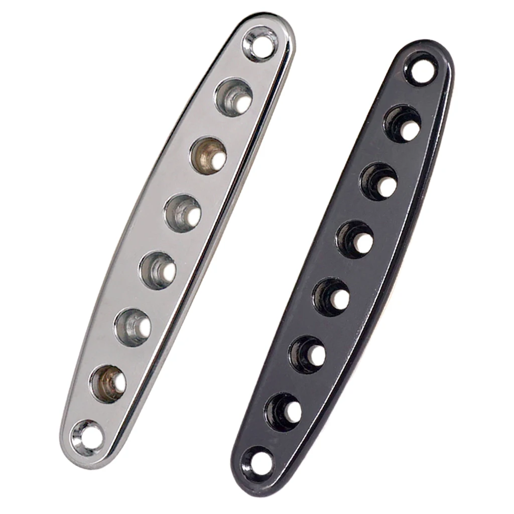 Bridge String Thru Body Ferrules Bushing Plate Metal Electric Guitar Musical Instruments Replacement Parts Silver/Black