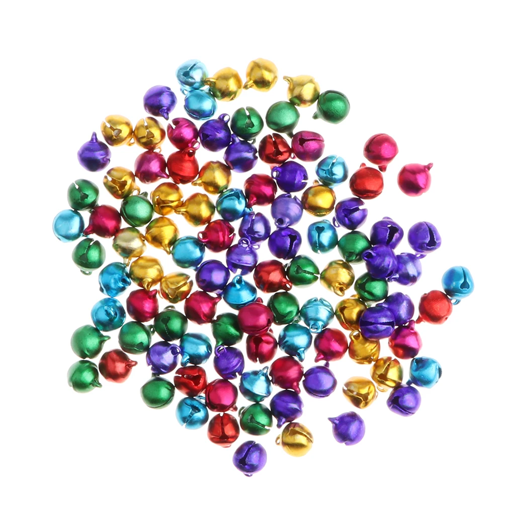Set of 100 Pieces Lovely Colorful Jingle Bell DIY Craft Pendant Christmas Decoration Party Props Kits Kids Girls Adults Toys