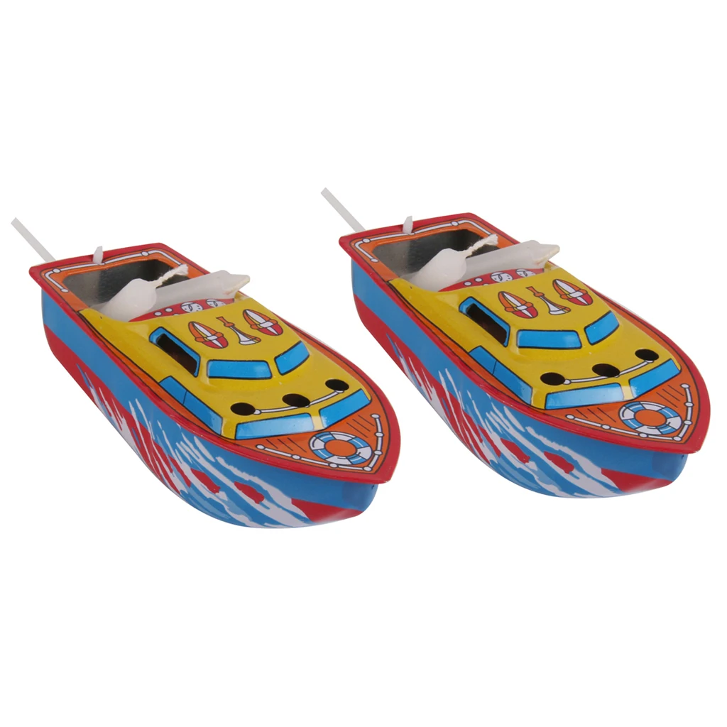 2Pcs Collectible Candle Powered Steam Boat Tin Toy Vintage Style Floating POP POP Boat Toy Gift