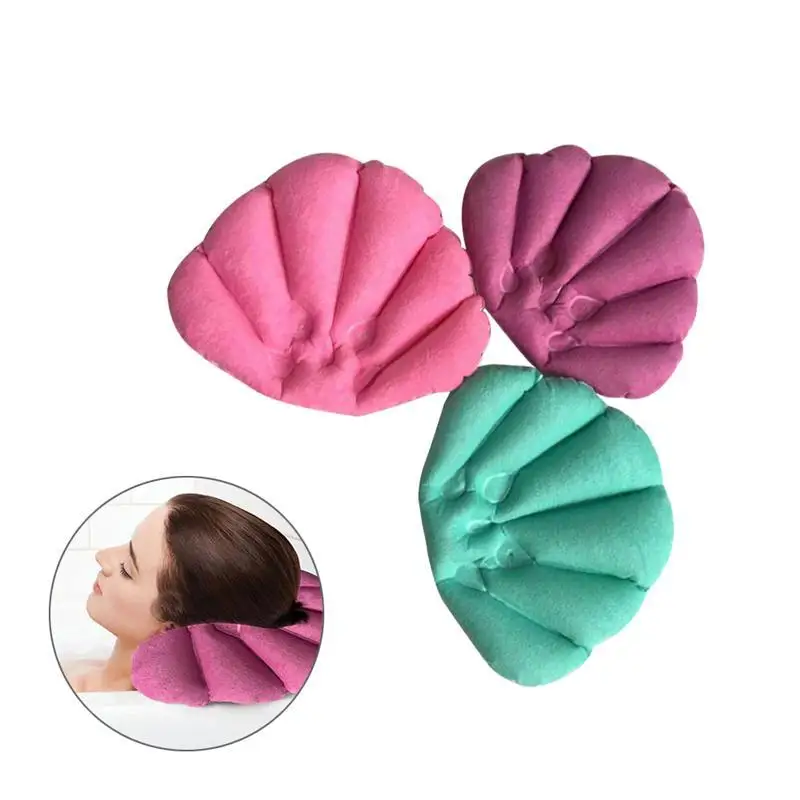 

Bath Pillow Inflatable Spa Pillow Soft Back Neck Cushion With Suction Cups For Bathtub Bathroom Random Color