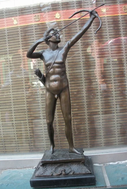 

shitou 003273 22 Western 100% Bronze Marble Art Nude archers bow Mal Statue