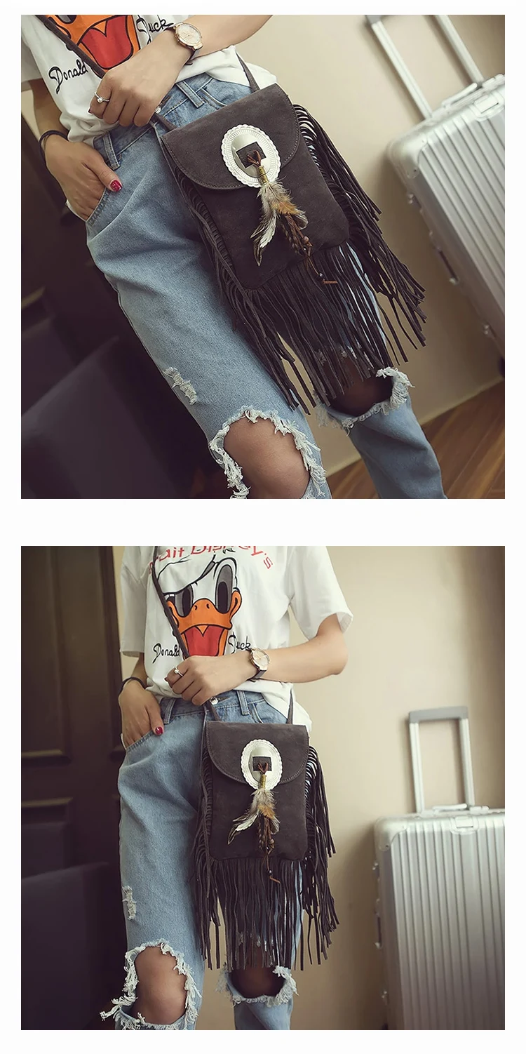 Female Small suede Bag Brown Beaded Feathers Hippie American Indian Tribal Bohemian Boho Chic Ibiza Style Pouch Bag (12)