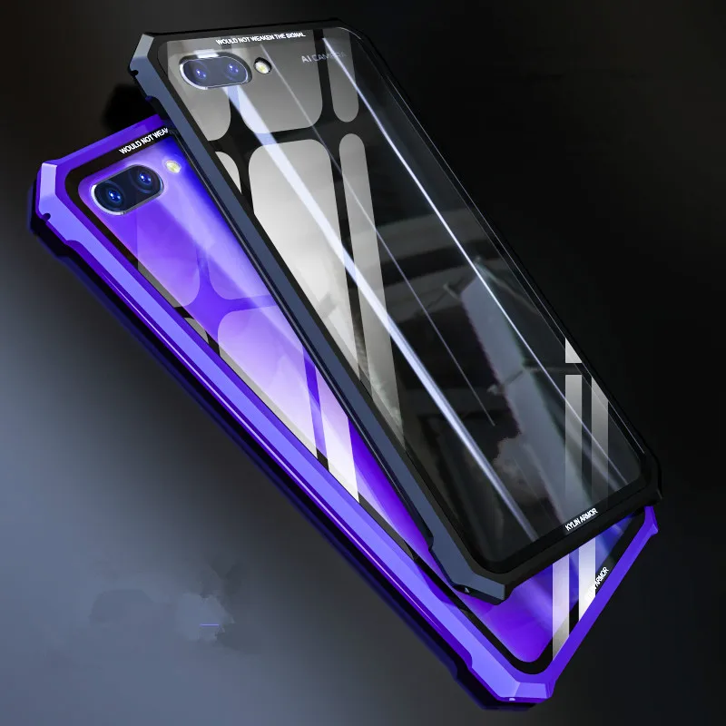 Voppton Luxury Clear Case for Huawei honor 10 case metal frame Tempered glass back cover For Honor honor10 Fundas |