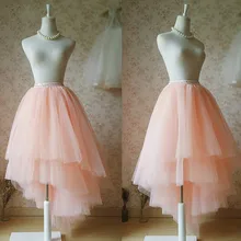 Красивое Персиковое Тюлевое асимметричного кроя, юбки для свадебной фотосъемки, длинные многослойные юбки-пачки с оборками, женские юбки Mujer Moda