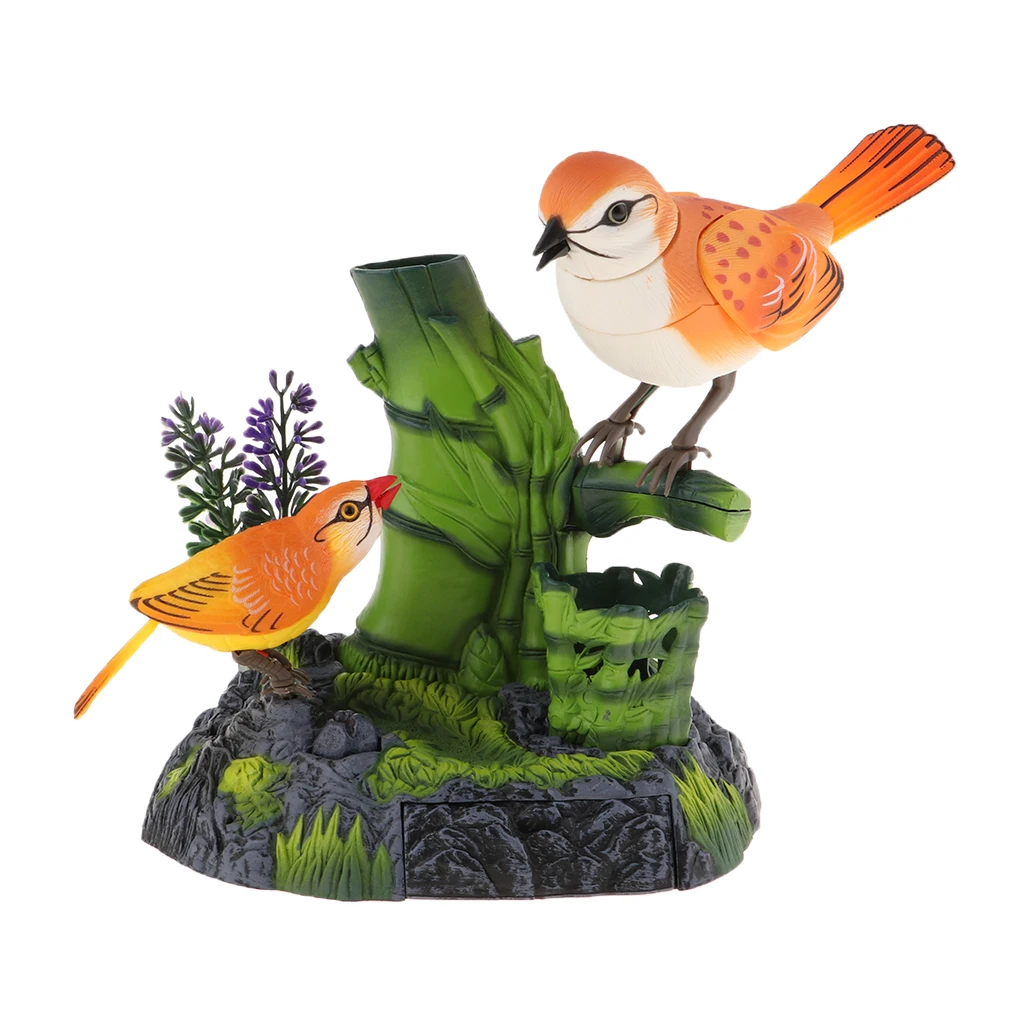 Plastic Sound Control Activated Chirping Singing  Vocal Toys Birds Landed on the Branch Model Kids Education Gift