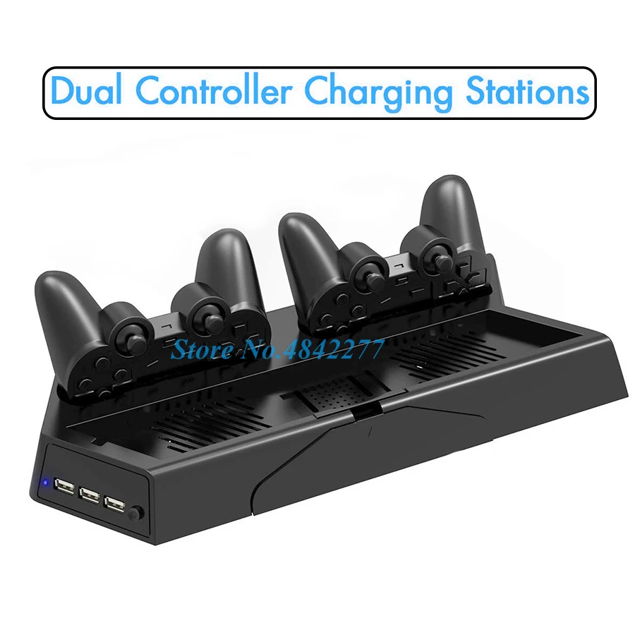 PS4/Slim/Pro вертикальный стенд Play Station 4 охлаждающий вентилятор Cooler двойной зарядное устройство для геймпада зарядная док-станция для игры для Playstation 4
