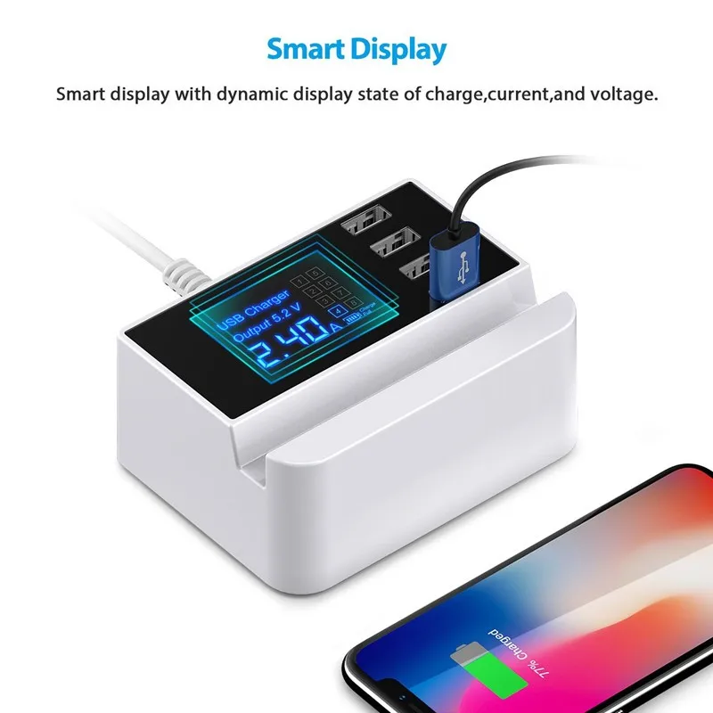 Universal 4 Port USB Smart Wall Charger Led Display Fast Charging Power Adapter (4)