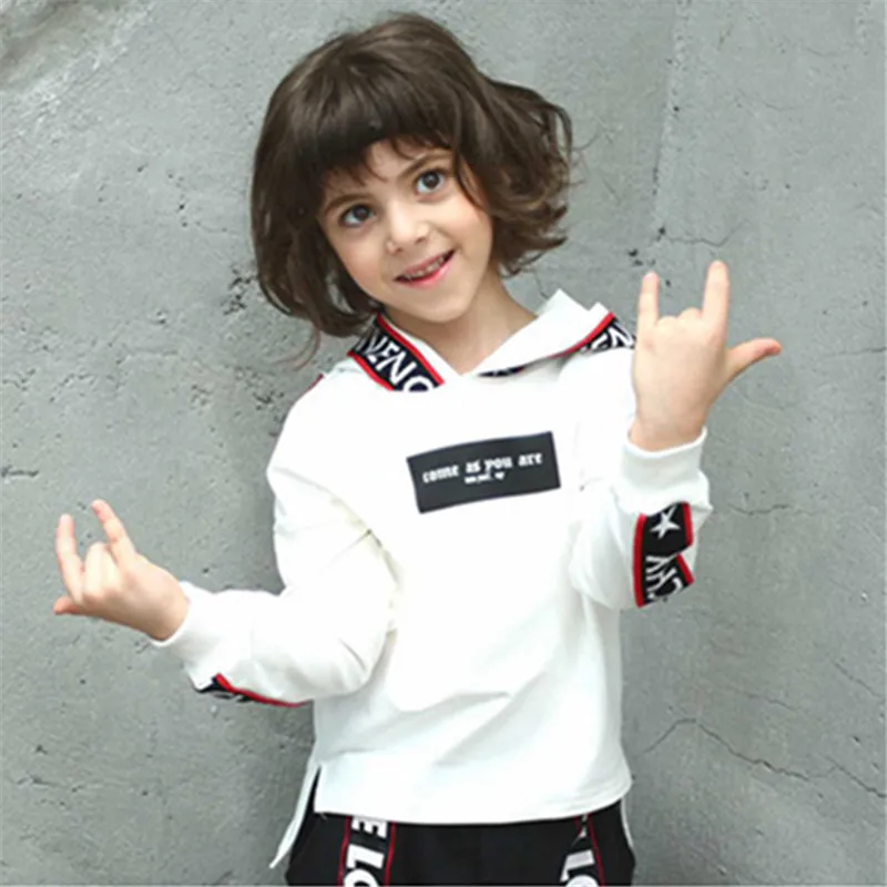 

Boy Hoodies Fashion Children White Sweatshirt Children Boy Outwear Coat Street Dance Pullover Original Cotton Size 110-160cm