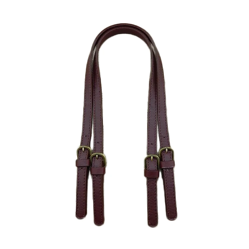 

1Pair Leather Handles Durable Shoulder Bags Detachable Belt Handle DIY Handmade Replacement Handbag Adjustable Strap Wine Red
