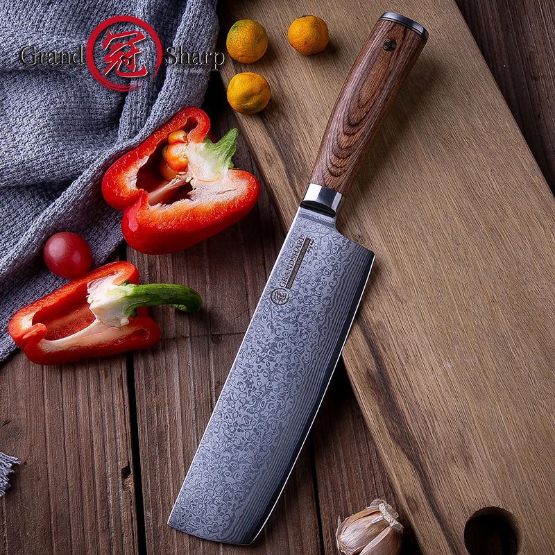 Кухонные ножи накири Grandsharp VG10 6 7 дюйма Дамаск китайский Кливер шеф повара в