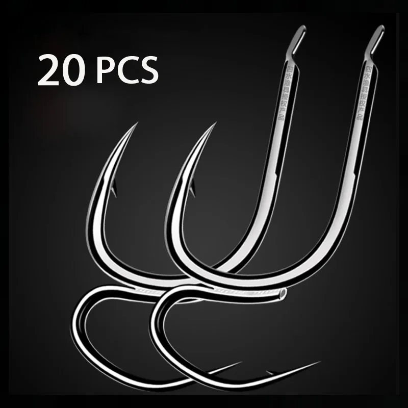 

20 Pcs Fishing Hooks Double Style High Carbon Steel String Hook Barbed Fishhooks Ise Two-way Saltwater Angling Tackle