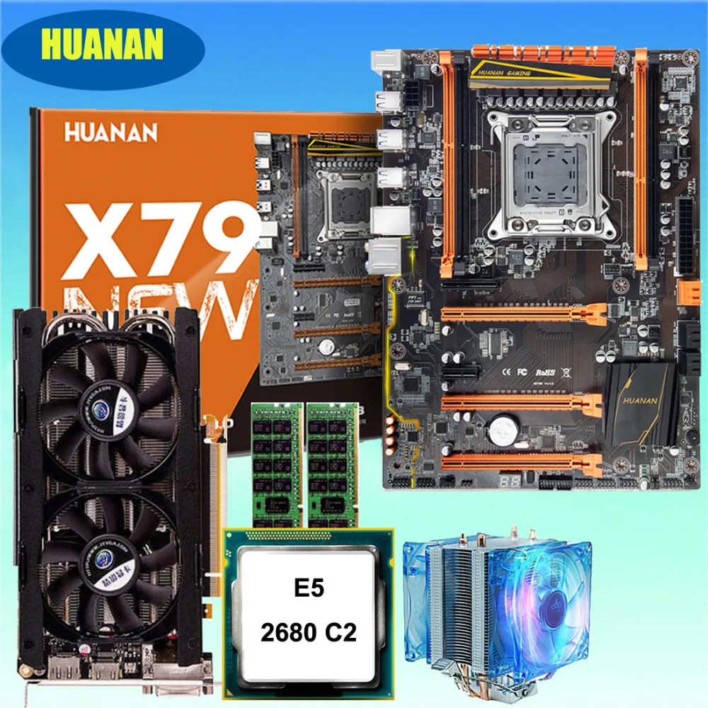 Best Price HUANAN ZHI deluxe X79 gaming motherboard Intel Xeon E5 2680 C2 with cooler RAM 16G(2*8G) DDR3 1600 RECC GTX760 4G video card