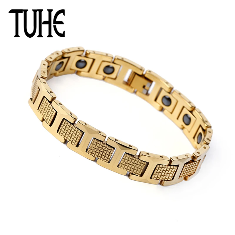 

2018 Fashion Luxury Gold Women Men Bracelet Health Magnetic Power Titanium Bracelets Trendy Geometric Charm Bracelets & Bangles