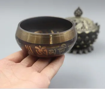 

YM 404 8.5cm bowl Meng religious supplies to Tibet Nepal handmade pure brass Buddha copper chime Yoga bowl